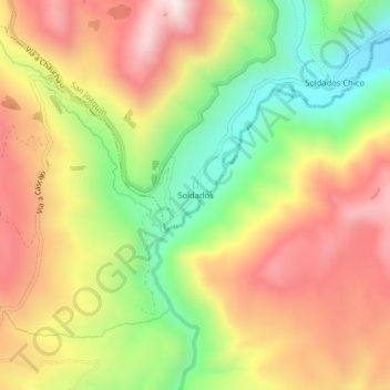 Soldados topographic map, elevation, terrain