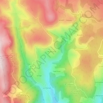 Montcodiol topographic map, elevation, terrain