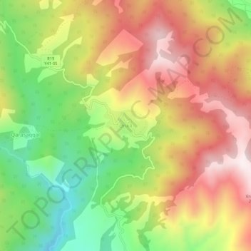 Ərikli topographic map, elevation, terrain