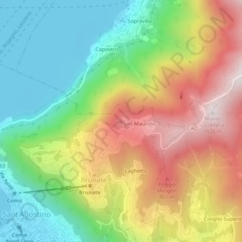 Monte Tre Croci topographic map, elevation, terrain