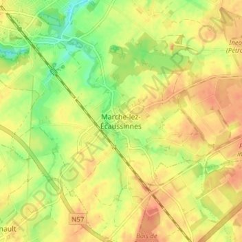 Marche-lez-Écaussinnes topographic map, elevation, terrain
