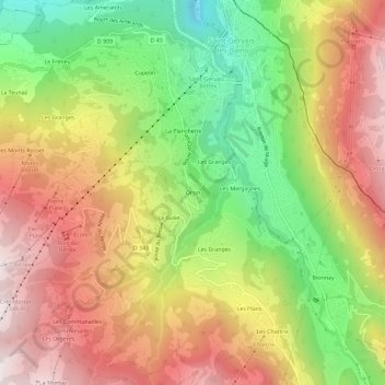 Orsin topographic map, elevation, terrain