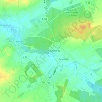 Coulomme topographic map, elevation, terrain