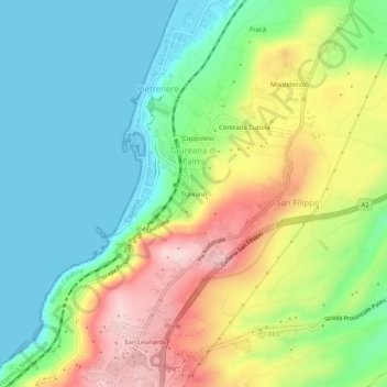 Traviano topographic map, elevation, terrain