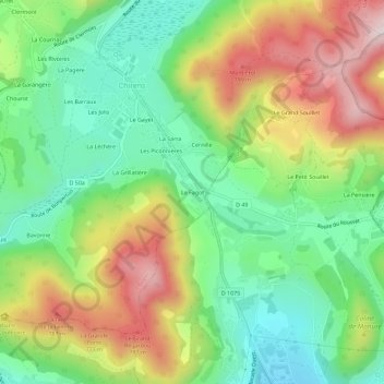 Le Fagot topographic map, elevation, terrain