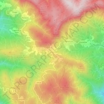 Prunetta topographic map, elevation, terrain