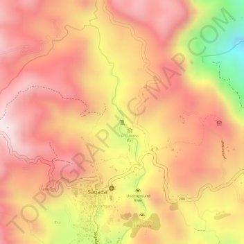 Bokong Falls topographic map, elevation, terrain