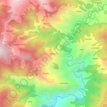 Rangarh topographic map, elevation, terrain