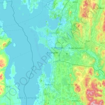 Burlington topographic map, elevation, terrain