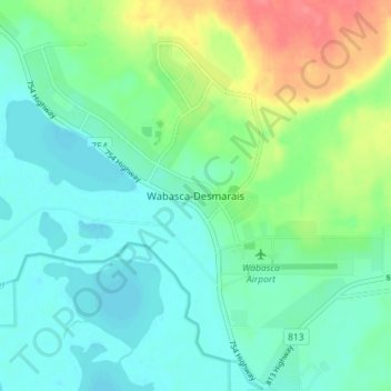 Wabasca-Desmarais topographic map, elevation, terrain