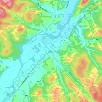 Fort Ashby topographic map, elevation, terrain