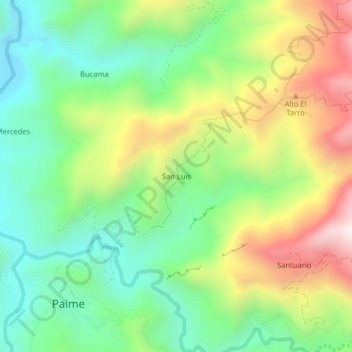 San Luis topographic map, elevation, terrain
