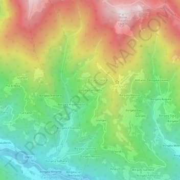 Borgata Combetta topographic map, elevation, terrain
