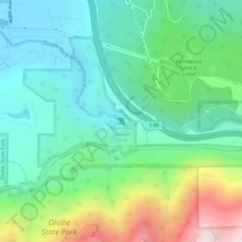 Twin Falls (Lower) topographic map, elevation, terrain