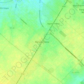 Mariano Acosta topographic map, elevation, terrain