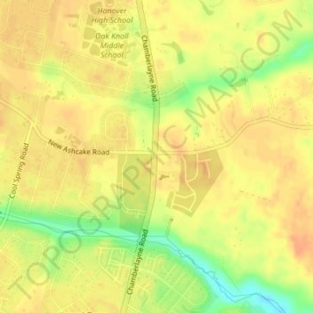 Pearsons Corner topographic map, elevation, terrain