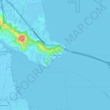 San Quentin topographic map, elevation, terrain