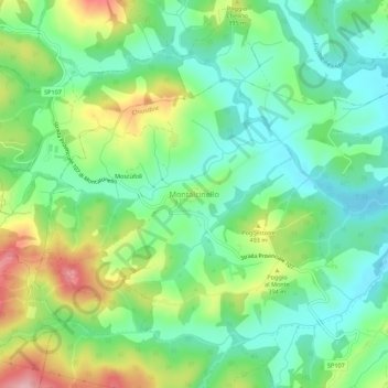 Montalcinello topographic map, elevation, terrain