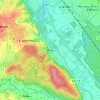 Bug topographic map, elevation, terrain