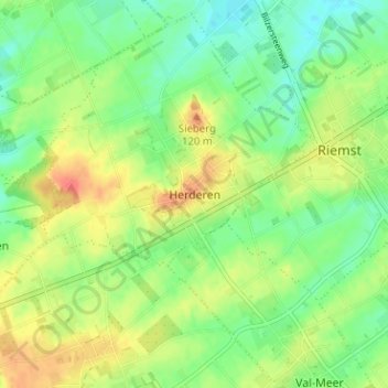 Herderen topographic map, elevation, terrain