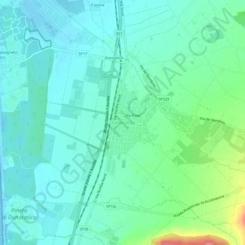 Donoratico topographic map, elevation, terrain