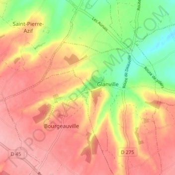 Les Manoirs topographic map, elevation, terrain