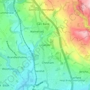 Limefield topographic map, elevation, terrain