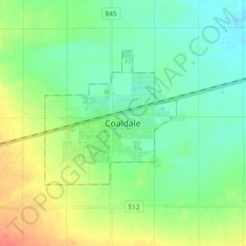 Coaldale topographic map, elevation, terrain