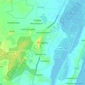 Thiruporur topographic map, elevation, terrain