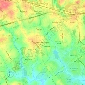 Crestview Heights topographic map, elevation, terrain