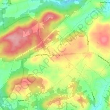 East Nantmeal topographic map, elevation, terrain