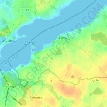 Guckelsby topographic map, elevation, terrain