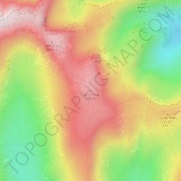 Dove Crag topographic map, elevation, terrain