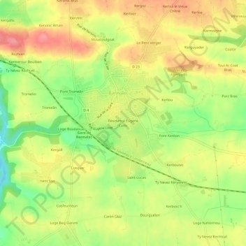 Résidence Eugène Cadic topographic map, elevation, terrain