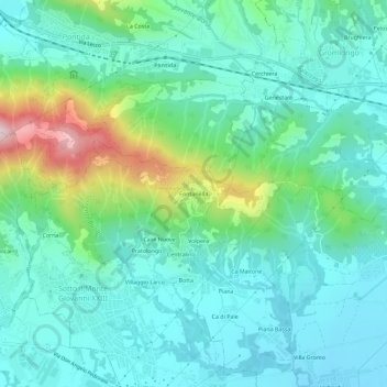 Fontanella topographic map, elevation, terrain