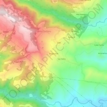 Borgonovo topographic map, elevation, terrain