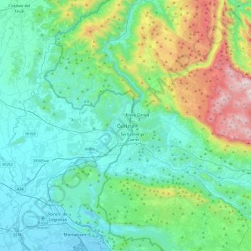 Gorizia topographic map, elevation, terrain