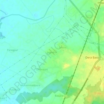 Jagadhri topographic map, elevation, terrain