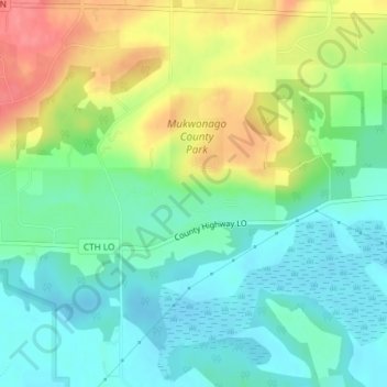 Mukwonago Park topographic map, elevation, terrain