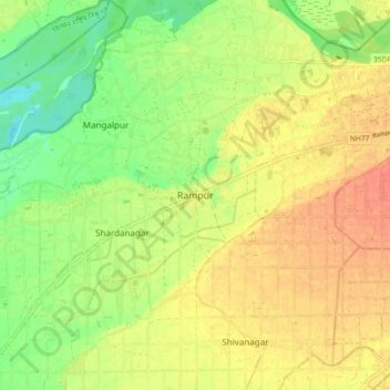 Rampur topographic map, elevation, terrain