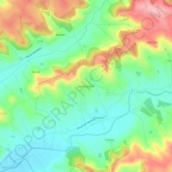 Saint-Laurent topographic map, elevation, terrain