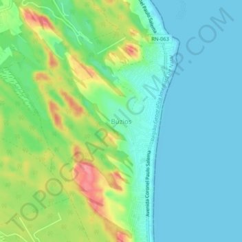 Búzios topographic map, elevation, terrain
