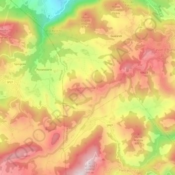Sassomolare topographic map, elevation, terrain