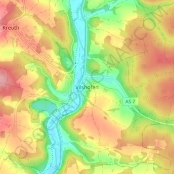Vilshofen topographic map, elevation, terrain