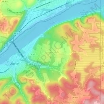 Lawrenceville topographic map, elevation, terrain