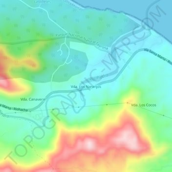 Vda. Los Naranjos topographic map, elevation, terrain