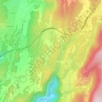 Coiron topographic map, elevation, terrain