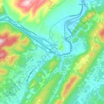 Keyser topographic map, elevation, terrain