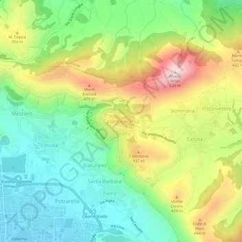 Casertavecchia topographic map, elevation, terrain