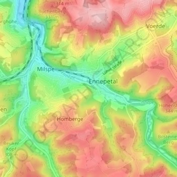 Wilhelmshöhe topographic map, elevation, terrain